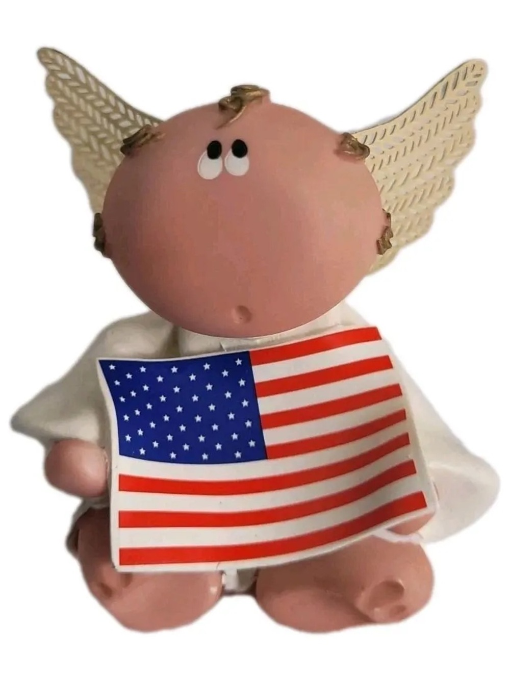 Angel Cheeks Patriotic Angel Figurine in White